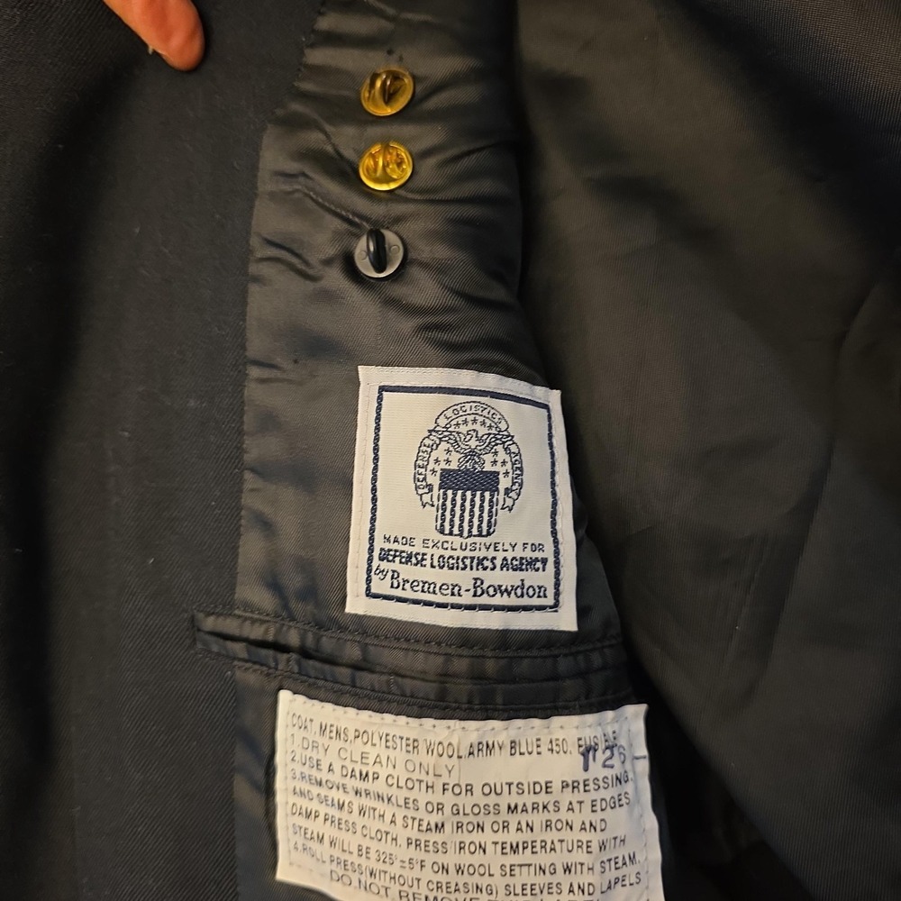 Bremen-Bowdon Suit Jacket Mens 40R Blue Polyester Wool Army Dress ROTC Uniform - Picture 12 of 16